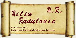 Milin Radulović vizit kartica
